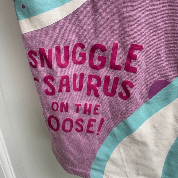 Carter's 3T Girls Pink Snuggle-Saurus Dinosaur Short Sleeve Tee Shirt Pajama Top - Picture 4 of 8